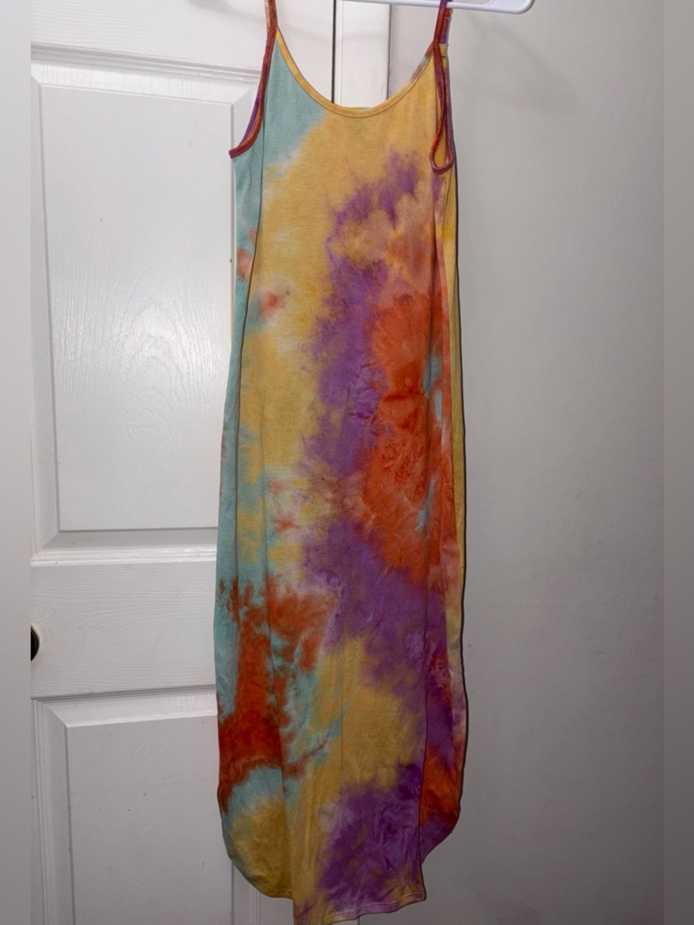 SHEIN Yellow Purple Orange Tie-Dye Maxi Dress